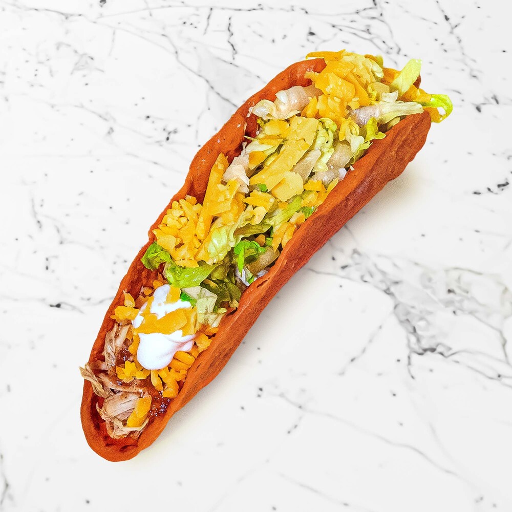 Crunchy Shredded Adobo Chicken Taco