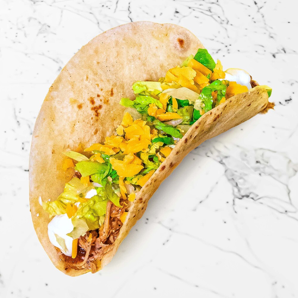 Shredded Adobo Chicken Taco